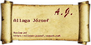 Allaga József névjegykártya